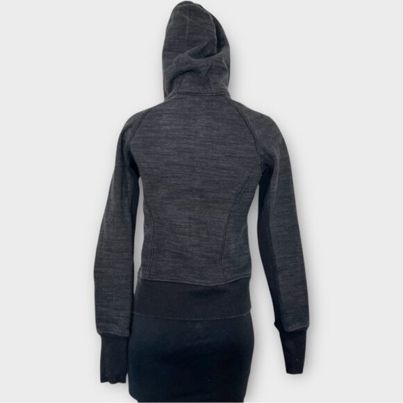 LULULEMON Scuba Hoodie Heathered Grey Black Fleece Lined Thumbholes Size 4 - Picture 3 of 9